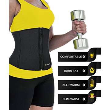 Waist Trimmer Weight Loss Ab Belt Stomach Fat Burner Wrap and Waist Trainer Tummy Control Sauan work out Band (Black, 2XL)