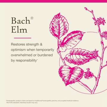 Bach Original Flower Remedies, Elm for Efficiency & Self-Assurance (Non-Alcohol Formula), Natural Homeopathic Flower Essence, Holistic Wellness and Stress Relief, Vegan, 10mL Dropper