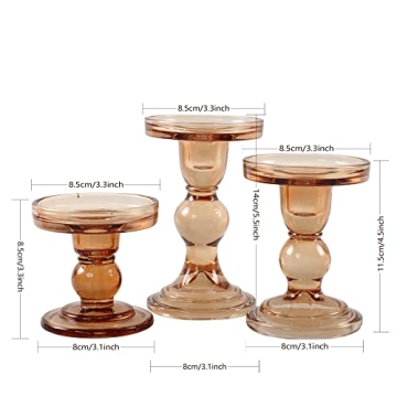 GMWD 3 Pcs Glass Candle Holder Set for Elegant Decor