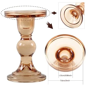 GMWD 3 Pcs Glass Candle Holder Set for Elegant Decor