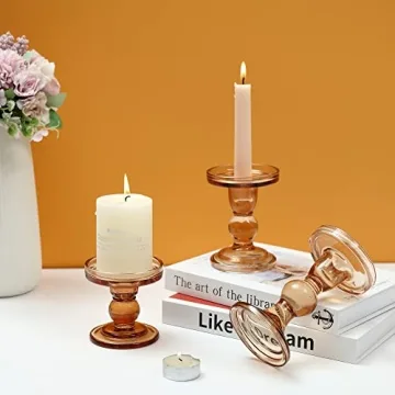GMWD 3 Pcs Glass Candle Holder Set for Elegant Decor