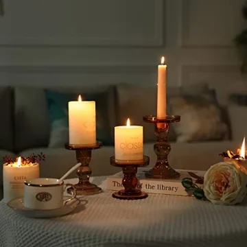 GMWD 3 Pcs Glass Candle Holder Set for Elegant Decor