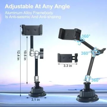 leepiya Car Phone Holder for Video Recording Universal Ball Head Arm for Phone Car Glass Windshield Headrest Rod Dashboard Vlog Record Phone Mount for All Smartphones & Cars