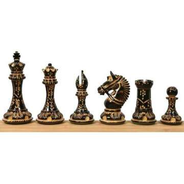 Royal Chess Wooden Staunton Set - 4.2-inch King Pieces