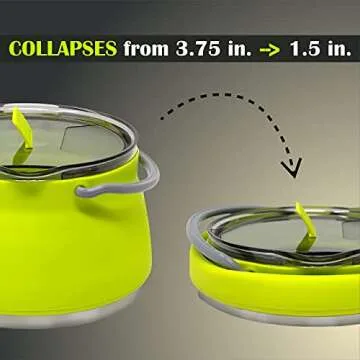 Collapsible Camping Kettle for Hiking, Backpacking & Outdoors 1 Liter Capacity with Silicone Trivet Included