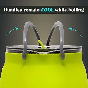 Collapsible Camping Kettle for Hiking, Backpacking & Outdoors 1 Liter Capacity with Silicone Trivet Included