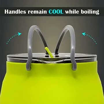 Collapsible Camping Kettle for Hiking, Backpacking & Outdoors 1 Liter Capacity with Silicone Trivet Included