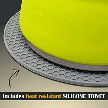 Collapsible Camping Kettle for Hiking, Backpacking & Outdoors 1 Liter Capacity with Silicone Trivet Included