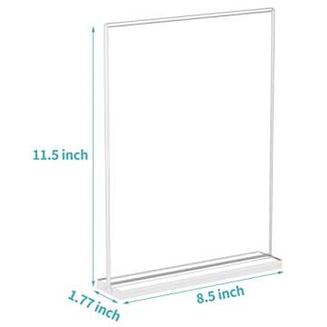 HIIMIEI 8.5 x 11 Acrylic Sign Holder, Table Top Clear Plastic Sign Holder with Double Sided T Shape Flyer Stands for Display Menu Picture Paper, 6 Pack