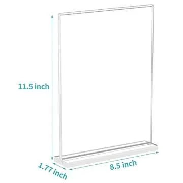 HIIMIEI 8.5 x 11 Acrylic Sign Holder, Table Top Clear Plastic Sign Holder with Double Sided T Shape Flyer Stands for Display Menu Picture Paper, 6 Pack