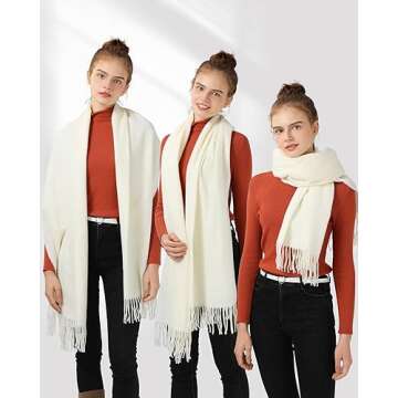 Ymomode Scarfs for Women Pashmina Shawls and Wraps for Evening Dress Bridesmaid Wedding Bridal Winter Warm Long Large Scarves