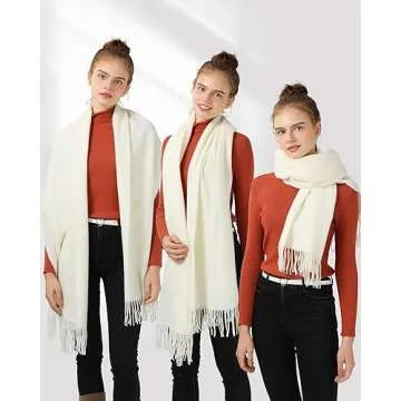 Ymomode Scarfs for Women Pashmina Shawls and Wraps for Evening Dress Bridesmaid Wedding Bridal Winter Warm Long Large Scarves