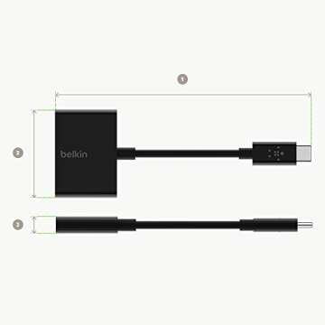 Belkin RockStar 3.5mm Audio + USB-C Charge Adapter (USB-C Audio Adapter for Note10, Pixel 3, Pixel 3XL, Ipad Pro and More)