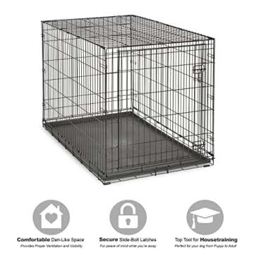 New World Newly Enhanced Single Door New World Dog Crate, Includes Leak-Proof Pan, Floor Protecting Feet, & New Patented Features, 48 Inch