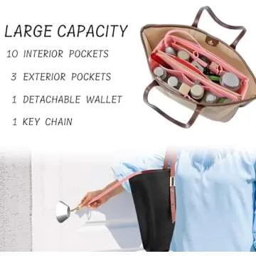 DailyPlus Stylish Purse Organizer Insert with Key Chain