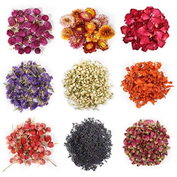 9 Bags Natural Dried Flowers Kit for DIY Crafts & Skin Care