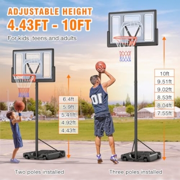 Yohood 10ft Adjustable Basketball Hoop for All Ages