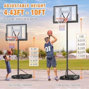 Yohood 10ft Adjustable Basketball Hoop for All Ages