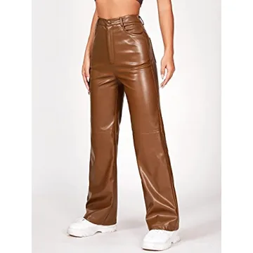 Chic Faux Leather Pants for Women in Trendy Wide Leg Fit