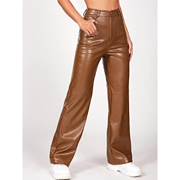 Chic Faux Leather Pants for Women in Trendy Wide Leg Fit