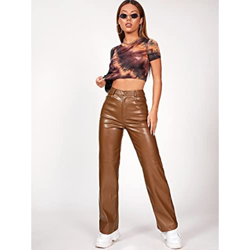 Chic Faux Leather Pants for Women in Trendy Wide Leg Fit