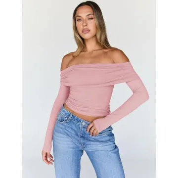 Trendy Queen Off Shoulder Long Sleeve Shirt for Women