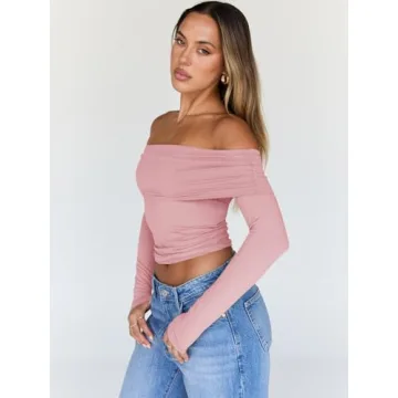 Trendy Queen Off Shoulder Long Sleeve Shirt for Women