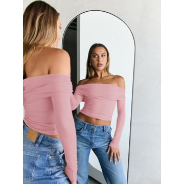 Trendy Queen Off Shoulder Long Sleeve Shirt for Women