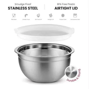FineDine 5-Piece Stainless Steel Mixing Bowls Set with Lids