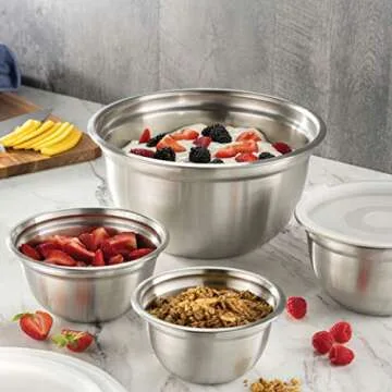 FineDine 5-Piece Stainless Steel Mixing Bowls Set with Lids