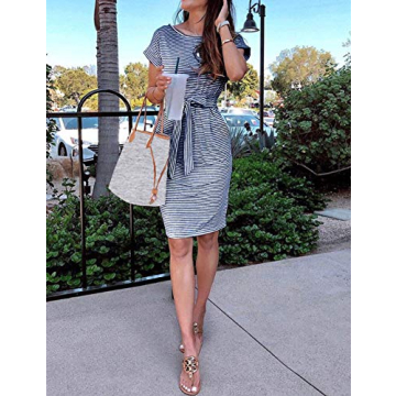 Versatile Summer Striped T-Shirt Dress With Pockets