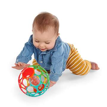 Bright Starts Oball Rollin' Rainstick Rattle Easy-Grasp Toy, Ages 3 Months +