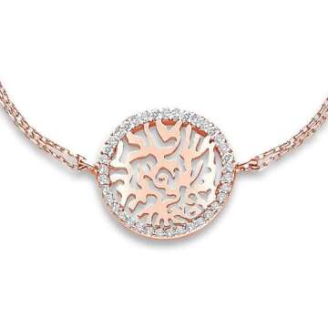 Rose Gold Shema Israel Hebrew Blessing Bracelet with Sparkling Gemstones
