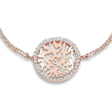 Rose Gold Shema Israel Hebrew Blessing Bracelet with Sparkling Gemstones