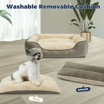 Miguel Dog Bed with Removable Cushion/Pillow for Medium Small Dogs, Washable Pet Bed with Side Easy ...