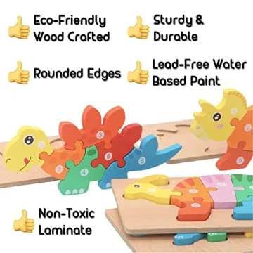 Montessori Mama Dinosaur Puzzle Set for Kids Ages 2-5