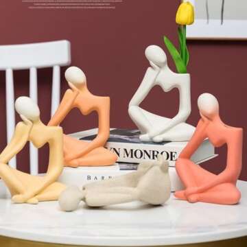 Arawat Ceramic White Vase Flower Vase for Home Decor Modern Style Thinker Vase for Table Shelf Home Decor Fit for Fireplace Bedroom Kitchen Living Room Centerpieces Wedding Office Desk Birthday Gifts