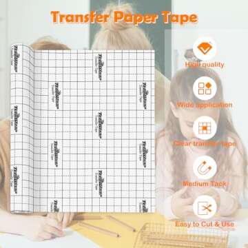 TECKWRAP Black Grid Transfer Tape - 12 x 10 FT for Crafting and DIY Projects