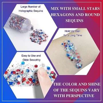 MEICOLY USA Flag Pride Glitter for Patriotic Events
