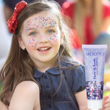 MEICOLY USA Flag Pride Glitter for Patriotic Events