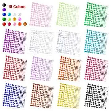 PHOGARY Rhinestone Stickers 3375 Pieces in 15 Colors