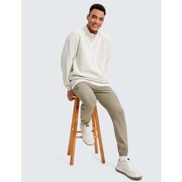 CRZ YOGA Mens 4-Way Stretch Golf Joggers with Pockets 30" - Track Gym Athletic Workout Hiking Pants Khali Barley Medium