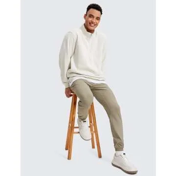 CRZ YOGA Mens 4-Way Stretch Golf Joggers with Pockets 30" - Track Gym Athletic Workout Hiking Pants Khali Barley Medium