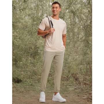 CRZ YOGA Mens 4-Way Stretch Golf Joggers with Pockets 30" - Track Gym Athletic Workout Hiking Pants Khali Barley Medium