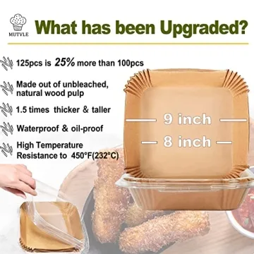 Air Fryer Disposable Paper Liners 9 Inch, 125 Pcs