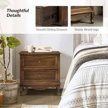 Elegant HULALA HOME Nightstand with Charging Station