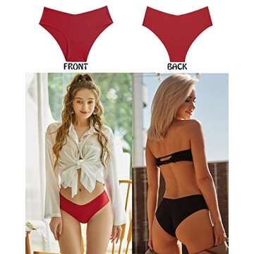 ROSYCORAL Women’s Seamless Underwear Soft Stretch Briefs Invisibles Hipster V Cut cheeky No Show B...