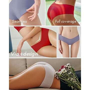 ROSYCORAL Women’s Seamless Underwear Soft Stretch Briefs Invisibles Hipster V Cut cheeky No Show Bikini Panties 5 pack XS-L (S)