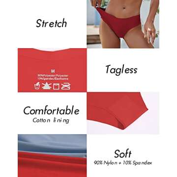 ROSYCORAL Women’s Seamless Underwear Soft Stretch Briefs Invisibles Hipster V Cut cheeky No Show Bikini Panties 5 pack XS-L (S)