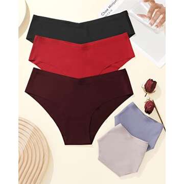 ROSYCORAL Women’s Seamless Underwear Soft Stretch Briefs Invisibles Hipster V Cut cheeky No Show Bikini Panties 5 pack XS-L (S)